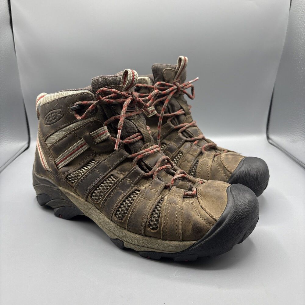 KEEN vOYAGER Hiking Boots Mens 9.5   Trail Outdoor Leather Brown Work